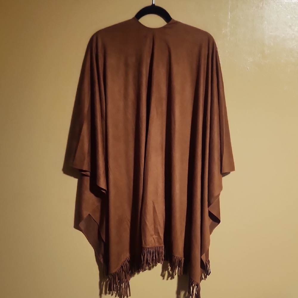 INC International Concepts Brown Cape with Fringe - Picture 6 of 7
